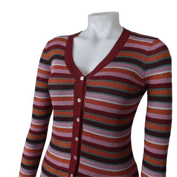 Zara Cardigan Striped Shimmery Thread Knit Special Edition Size Small - Picture 5 of 13